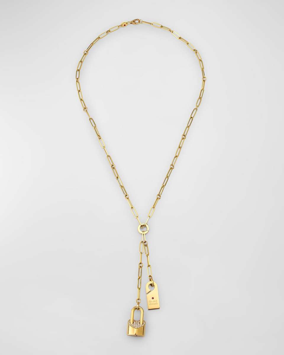 18K Yellow Gold Diamond 2 Charm Y Necklace